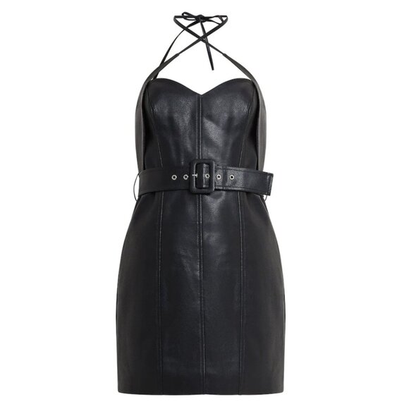 French Connection Vegan Leather Claudia Body Con Dress - Size 4 - Picture 2 of 5